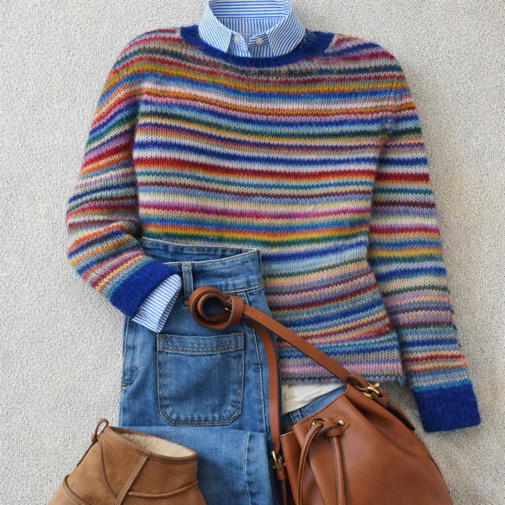 Geneviève | Strickpullover mit bunten Streifen