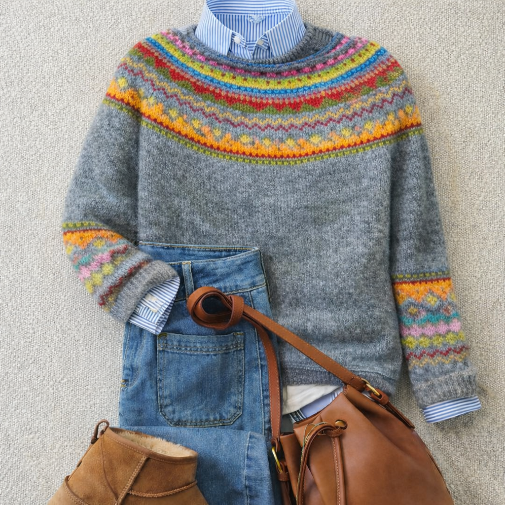 Sandrine | Strickpullover mit Safran-Detail
