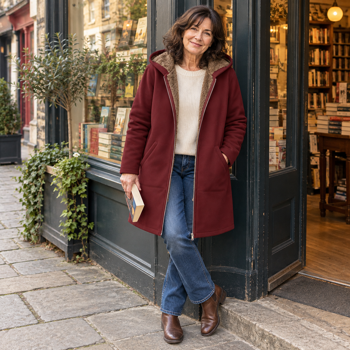 Evelyn | Cozy Sherpa-Lined Hooded Coat