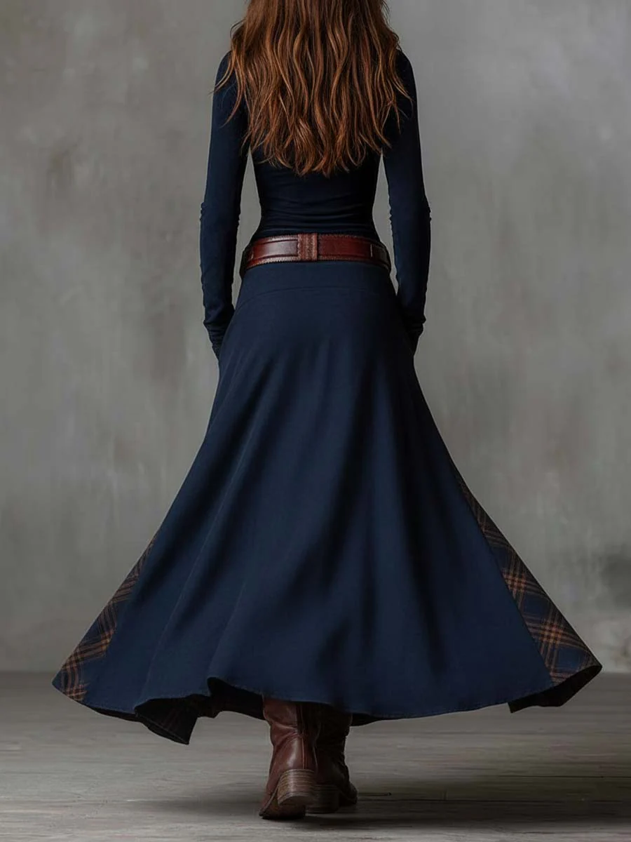 Elegantes Wildleder-Maxikleid mit Gürtel