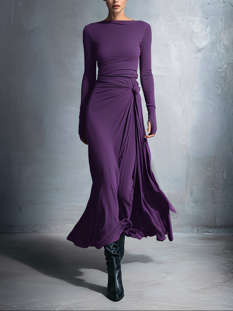Naomie | Seiden-Maxikleid mit Knoten