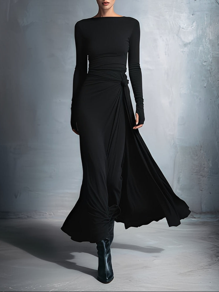 Naomie | Seiden-Maxikleid mit Knoten