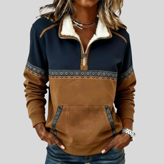 Alvette | Sherpa-Pullover mit Half-Zip