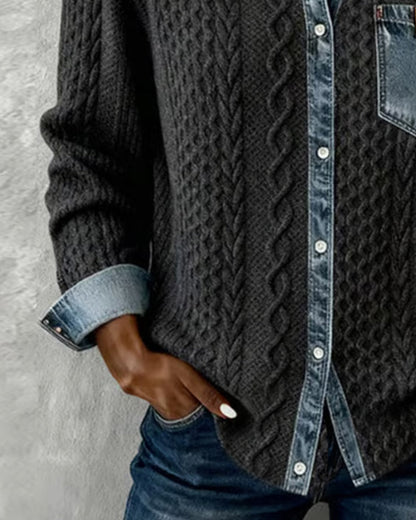 Langarmshirt mit stilvollen Denim-Details
