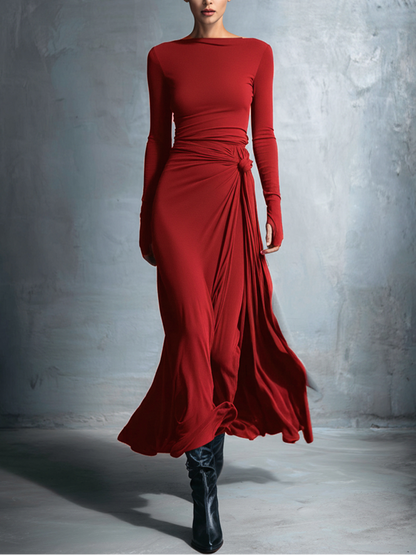 Naomie | Seiden-Maxikleid mit Knoten
