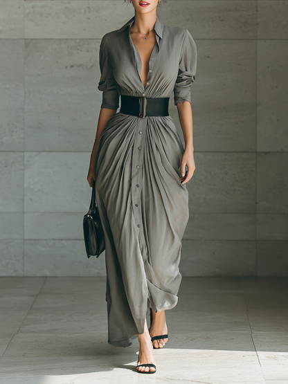 Zéphyrine | Elegantes langes Plisseekleid