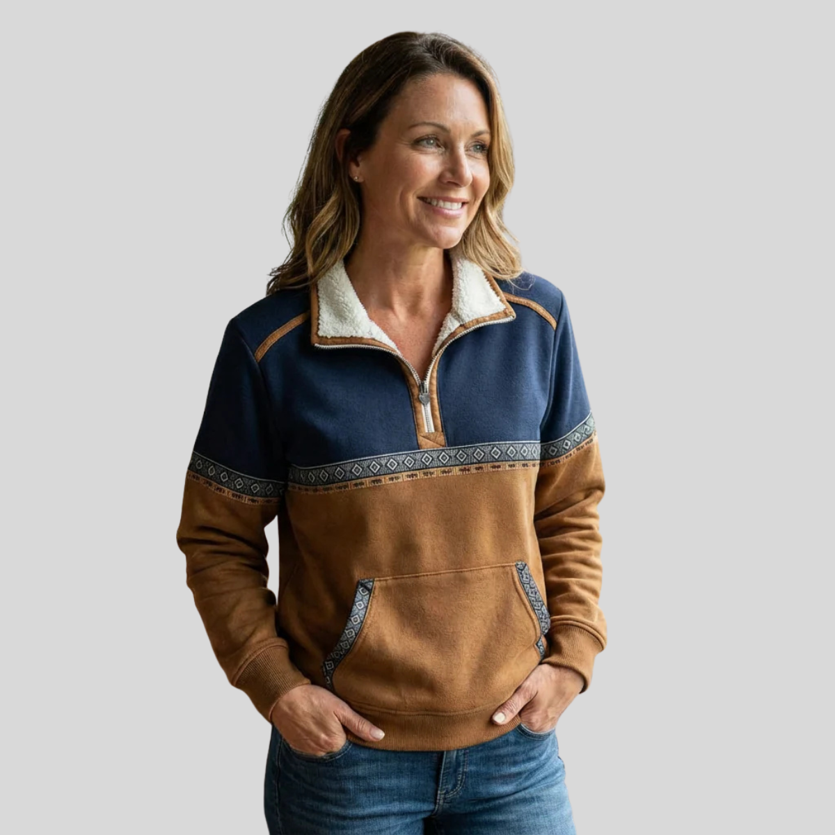 Alvette | Sherpa-Pullover mit Half-Zip