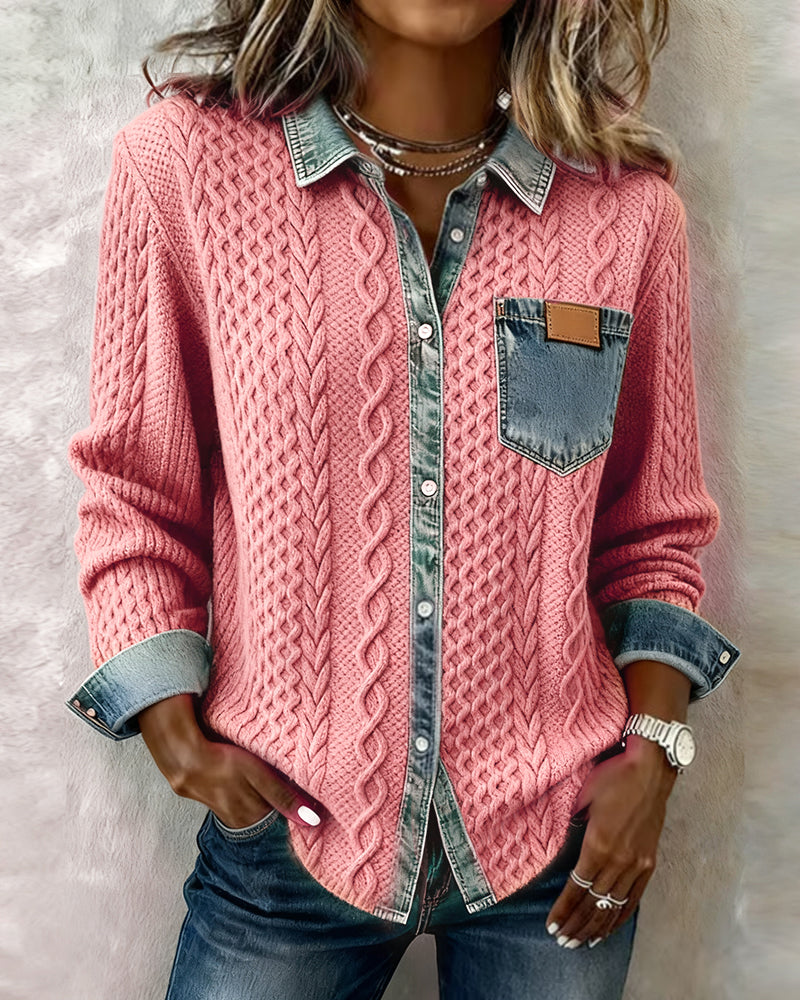 Langarmshirt mit stilvollen Denim-Details