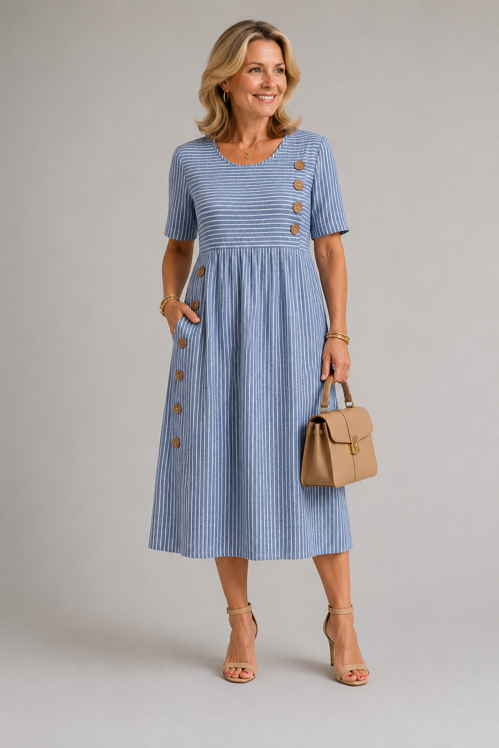 Sofia Elegantes gestreiftes Kleid