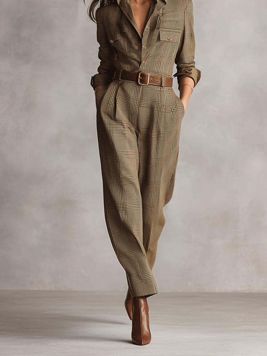 Célia | Eleganter brauner Jumpsuit mit raffinierten Details