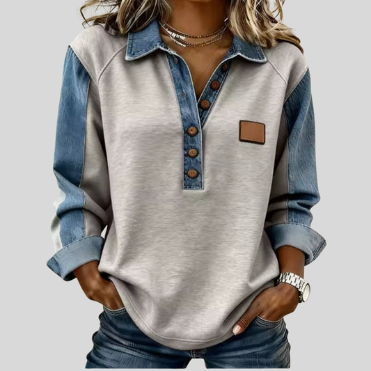 Voxanne | Denim-Pullover mit Kragen
