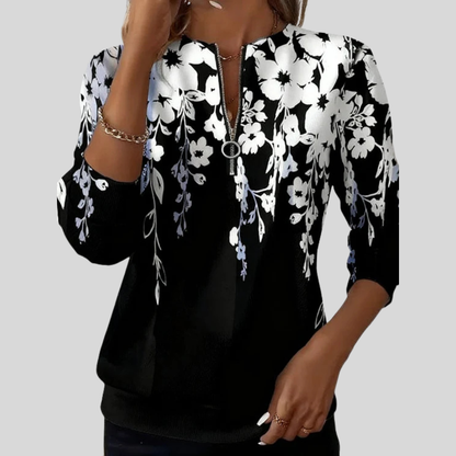 Crimson | Blumen-Sweatshirt mit Reißverschluss