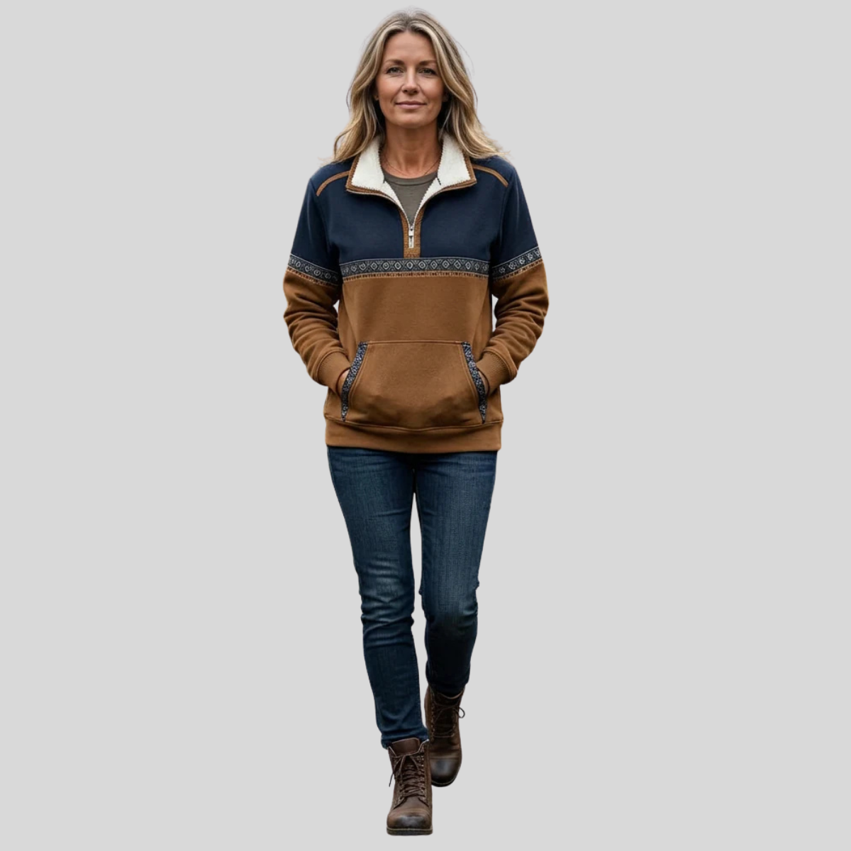 Alvette | Sherpa-Pullover mit Half-Zip