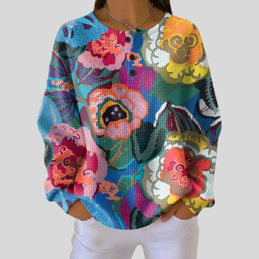 Adorna | Pullover mit farbenfrohem Blumenprint
