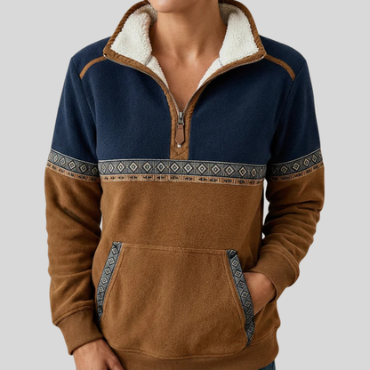 Alvette | Sherpa-Pullover mit Half-Zip