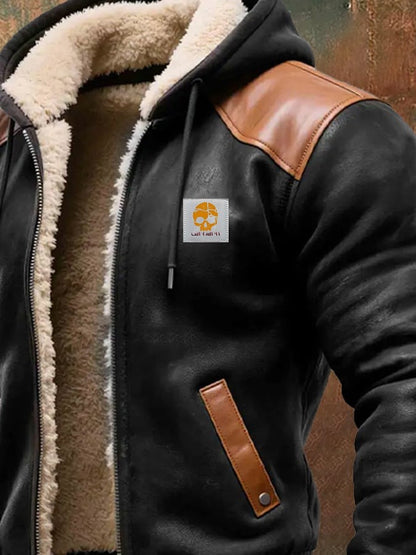 Winterblouson mit Lederdetails