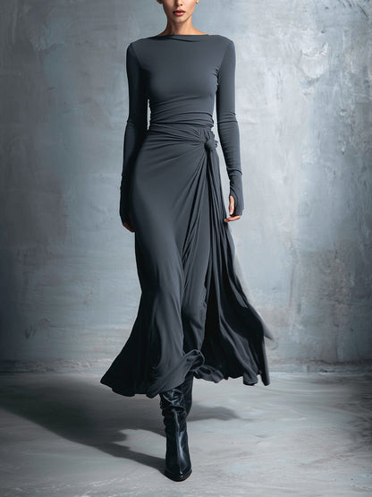 Naomie | Seiden-Maxikleid mit Knoten