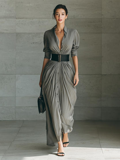 Zéphyrine | Elegantes langes Plisseekleid