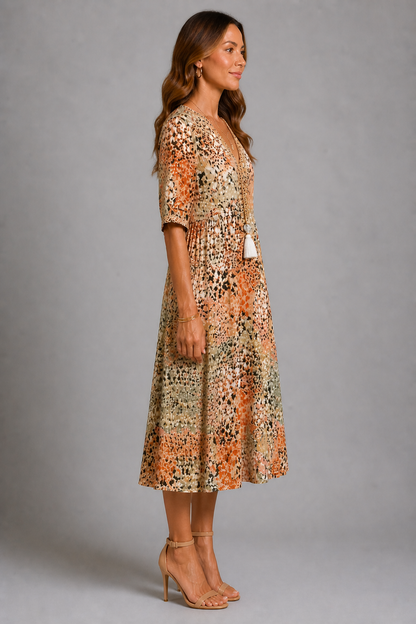 Golden Petal Kleid – Elegantes Blumenkleid