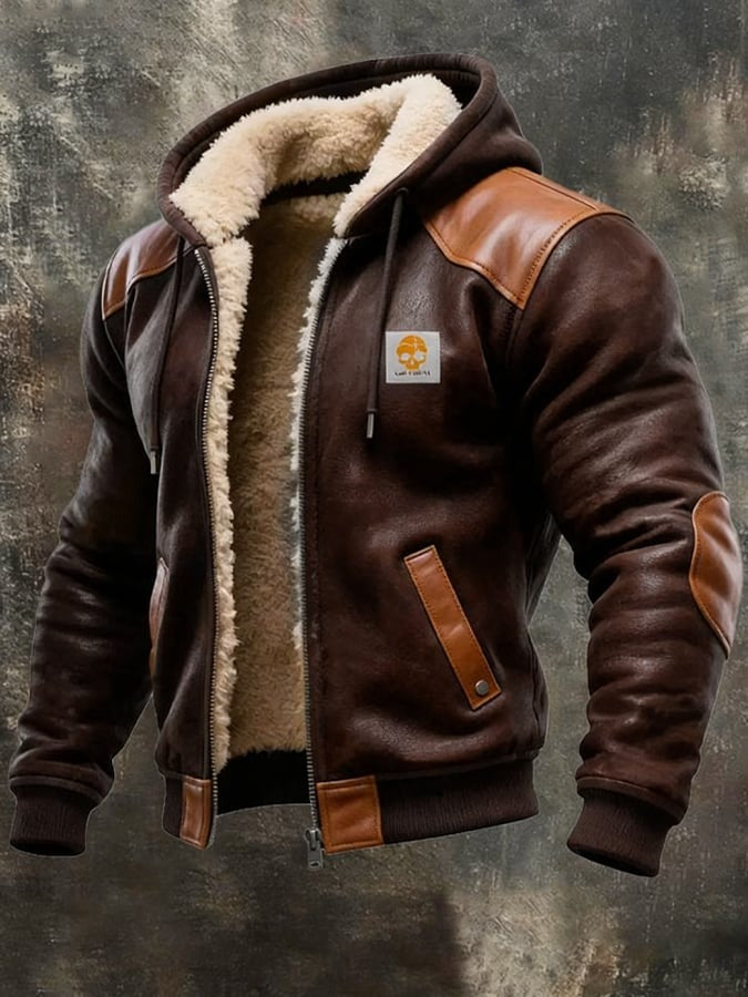Winterblouson mit Lederdetails