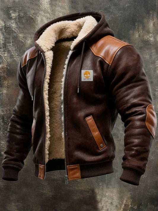 Winterblouson mit Lederdetails