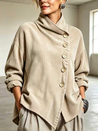 Capucine | Eleganter Cordpullover mit Stehkragen