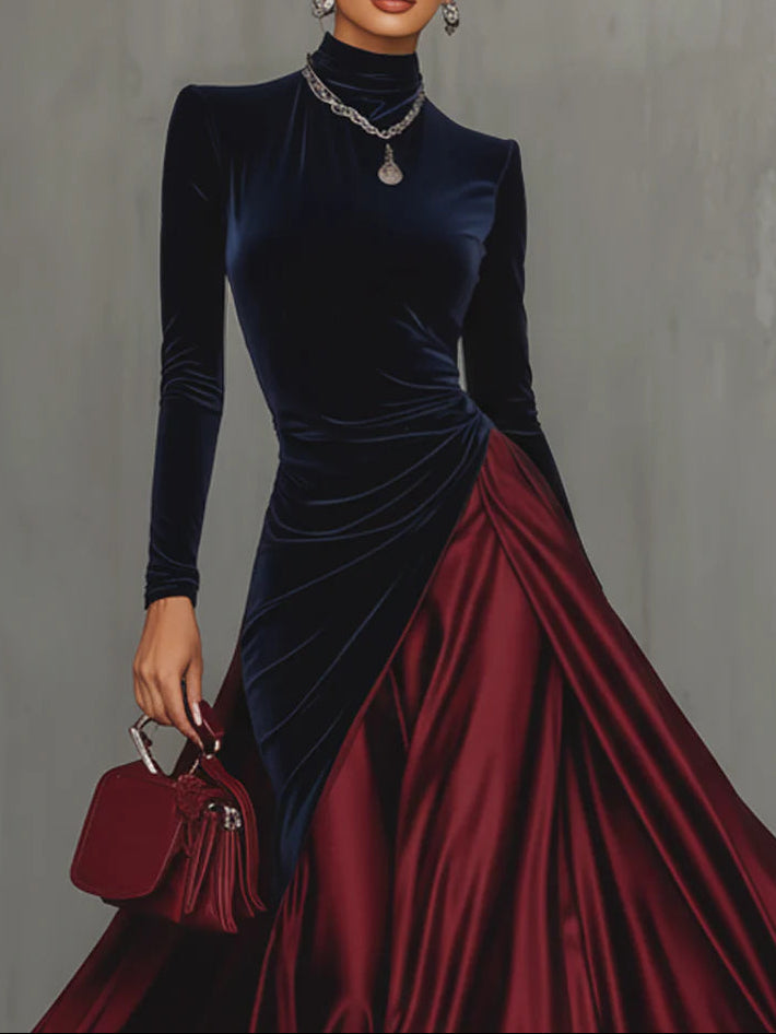 Lucrèce | Elegantes zweifarbiges langes Kleid