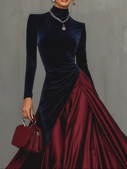 Lucrèce | Elegantes zweifarbiges langes Kleid