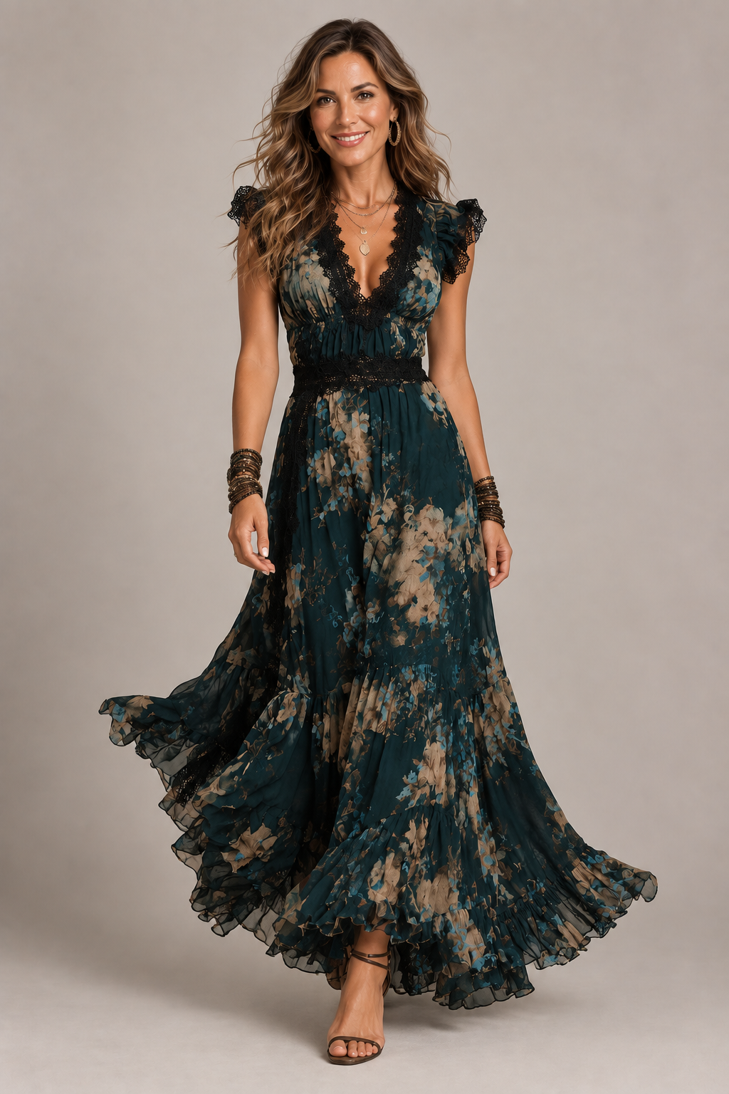 Wendy | Elegantes Maxikleid mit Blumenmuster