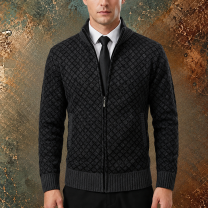 Herren-Strickpullover mit Reißverschluss und Stehkragen