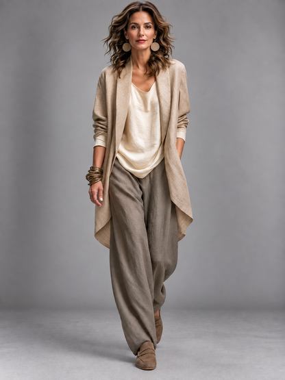 Bobbi | Stilvolles dreiteiliges Set mit weitem Bein