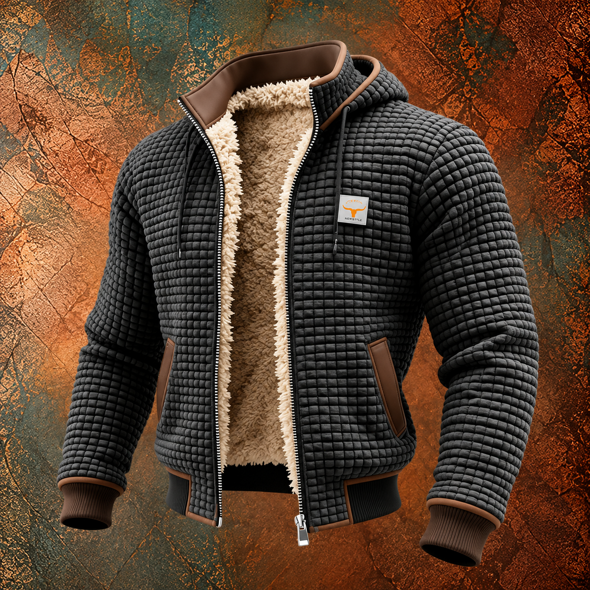 Retro-Kapuzenjacke mit Reißverschluss