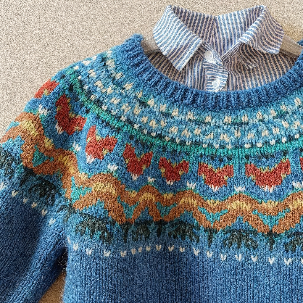 Éveline | Jacquardpullover mit Blumenmuster