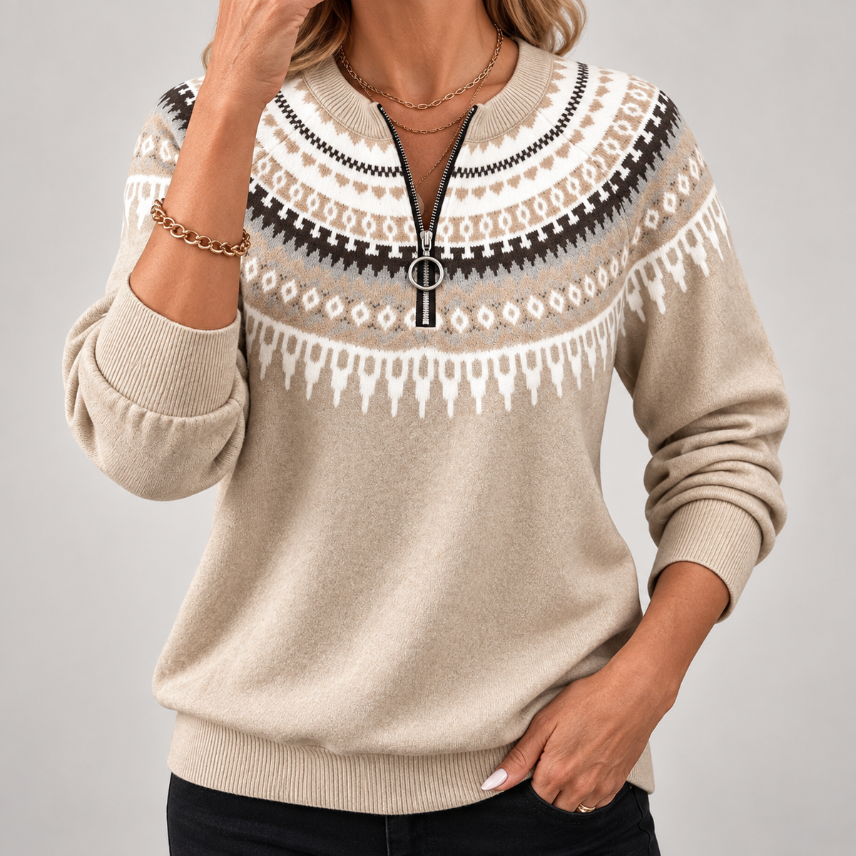 Annemieke | Bequemer Sweatshirt mit Reißverschluss