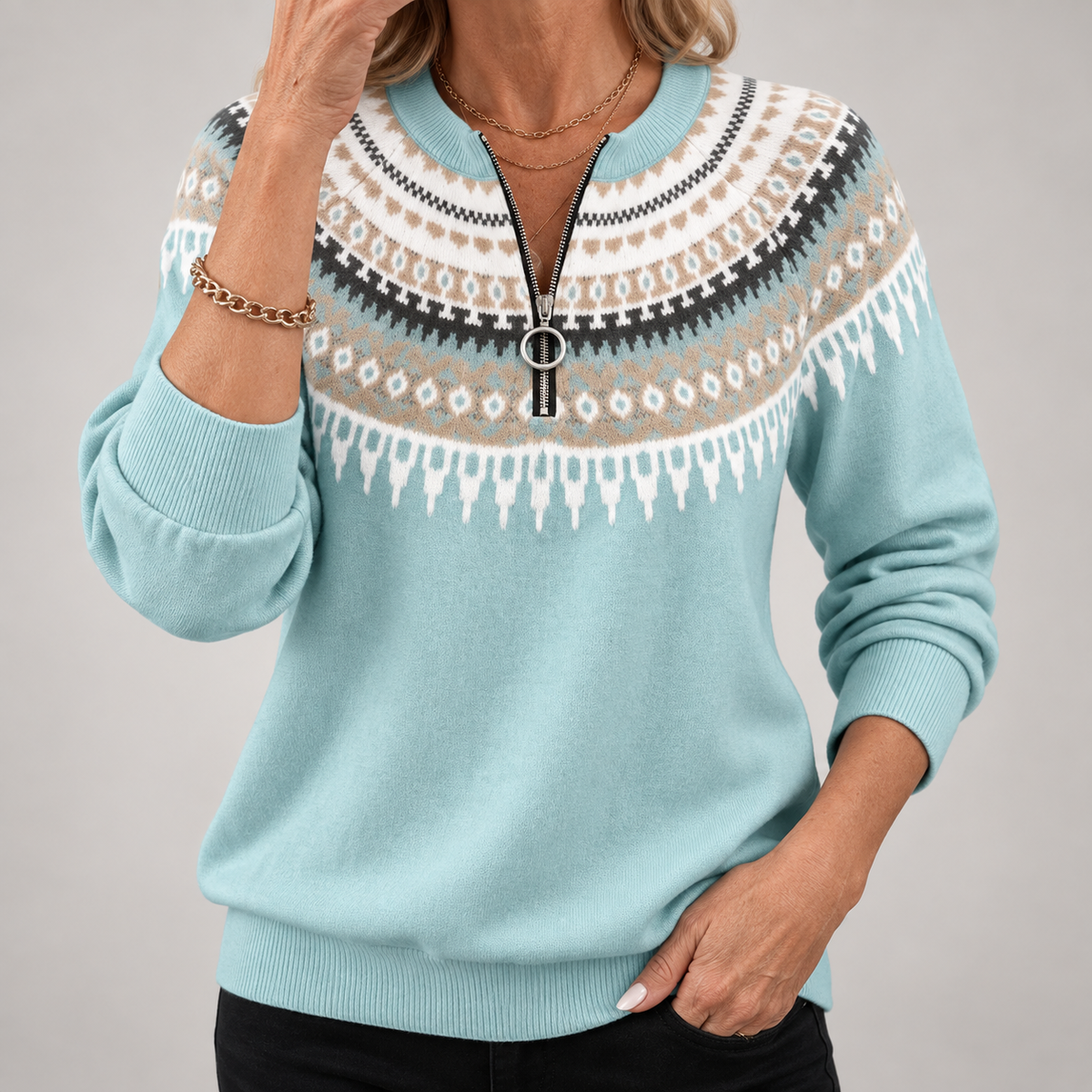 Annemieke | Bequemer Sweatshirt mit Reißverschluss