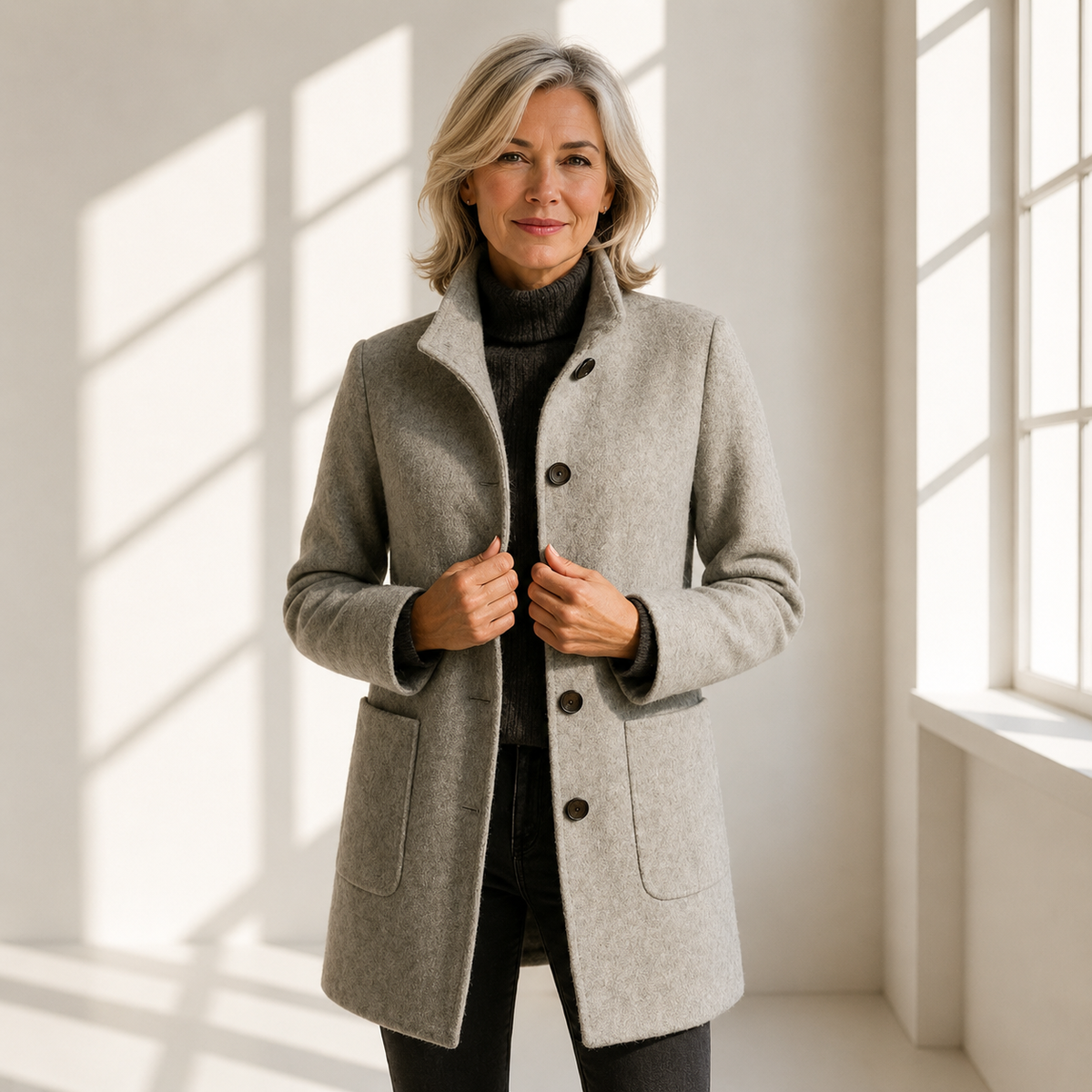 Alina | Damen Wollmantel Midi