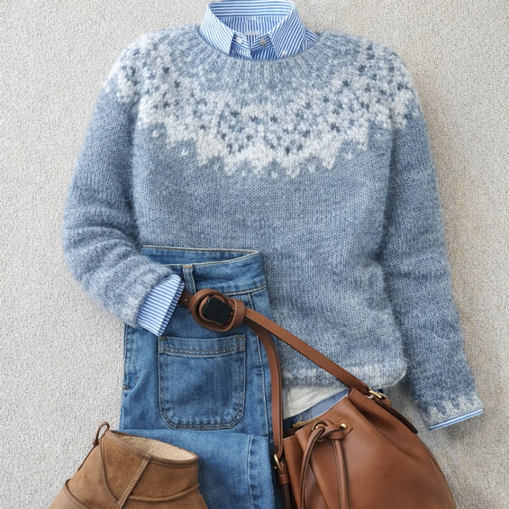 Séverine | Strickpullover mit Schneeflockenmuster