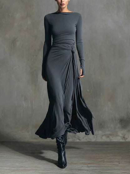 Naomie | Seiden-Maxikleid mit Knoten