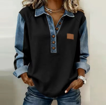Voxanne | Denim-Pullover mit Kragen
