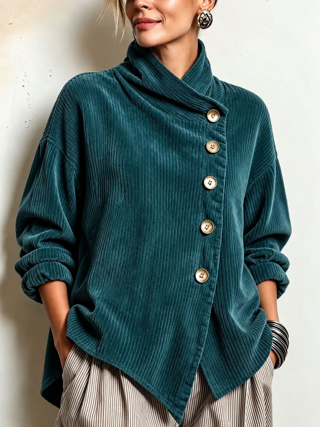 Capucine | Eleganter Cordpullover mit Stehkragen