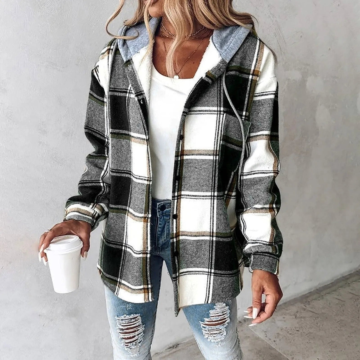 Gefüttertes Overshirt mit Kapuze