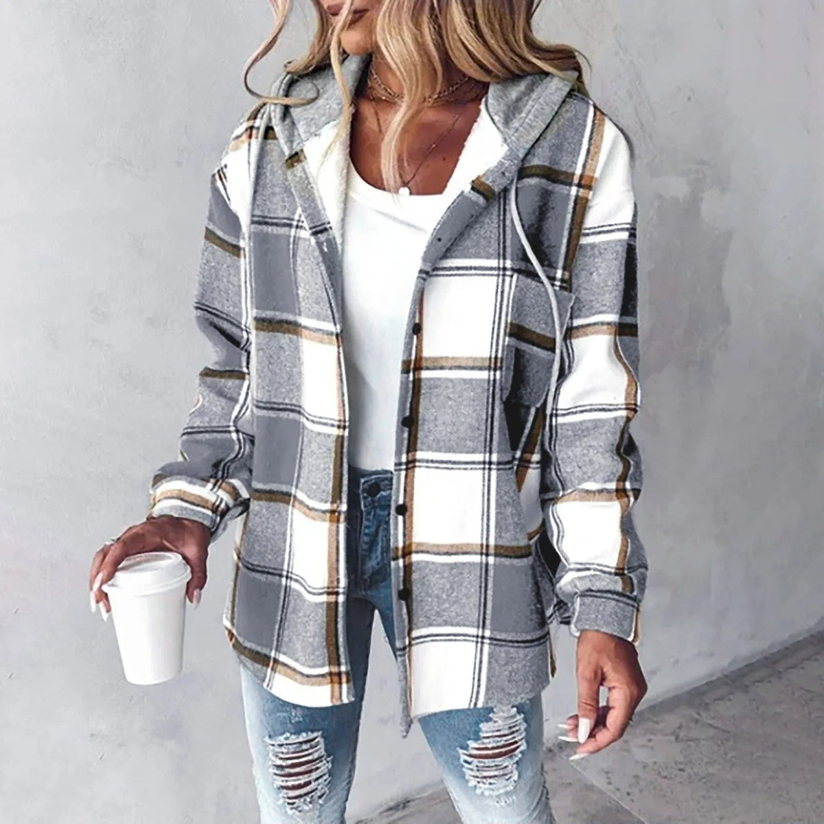 Gefüttertes Overshirt mit Kapuze