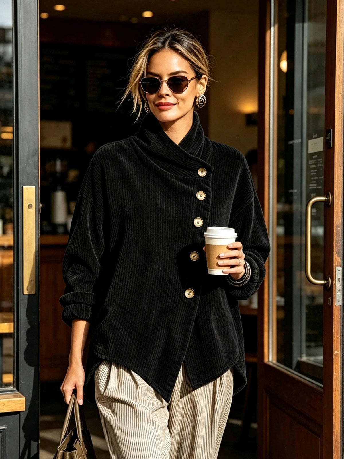 Capucine | Eleganter Cordpullover mit Stehkragen
