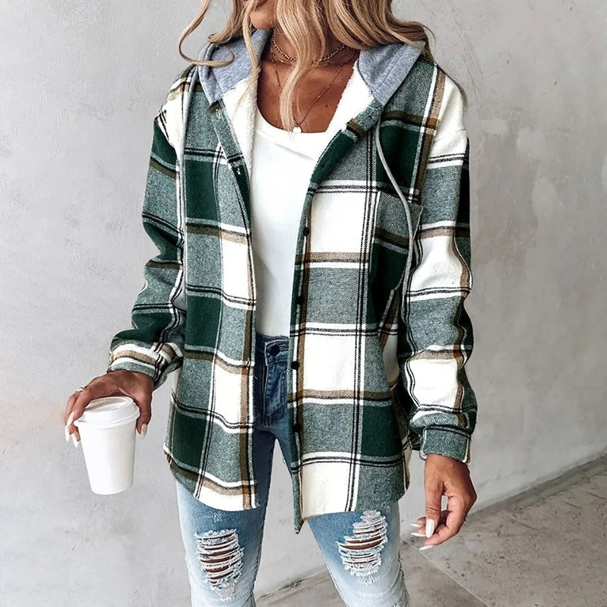 Gefüttertes Overshirt mit Kapuze