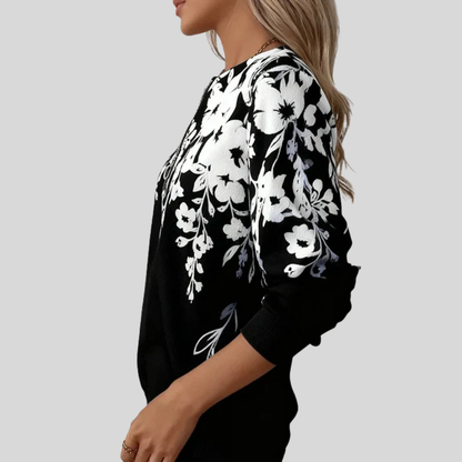 Crimson | Blumen-Sweatshirt mit Reißverschluss