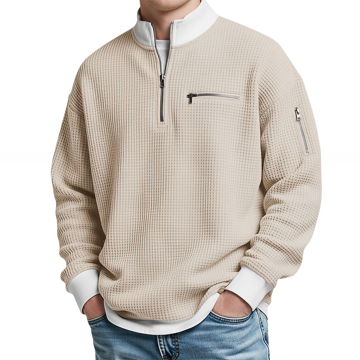 Herren-Waffelstrickpullover