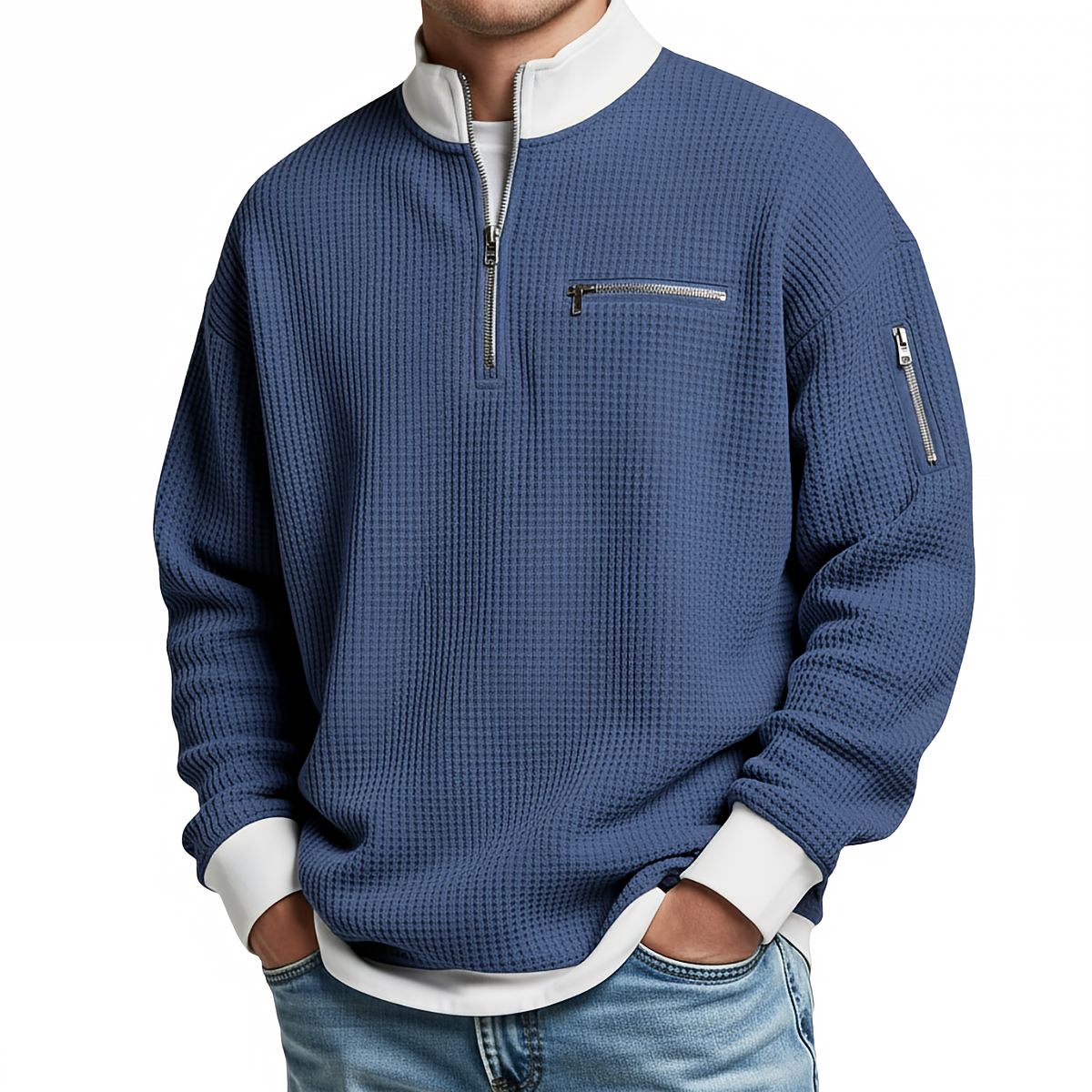 Herren-Waffelstrickpullover