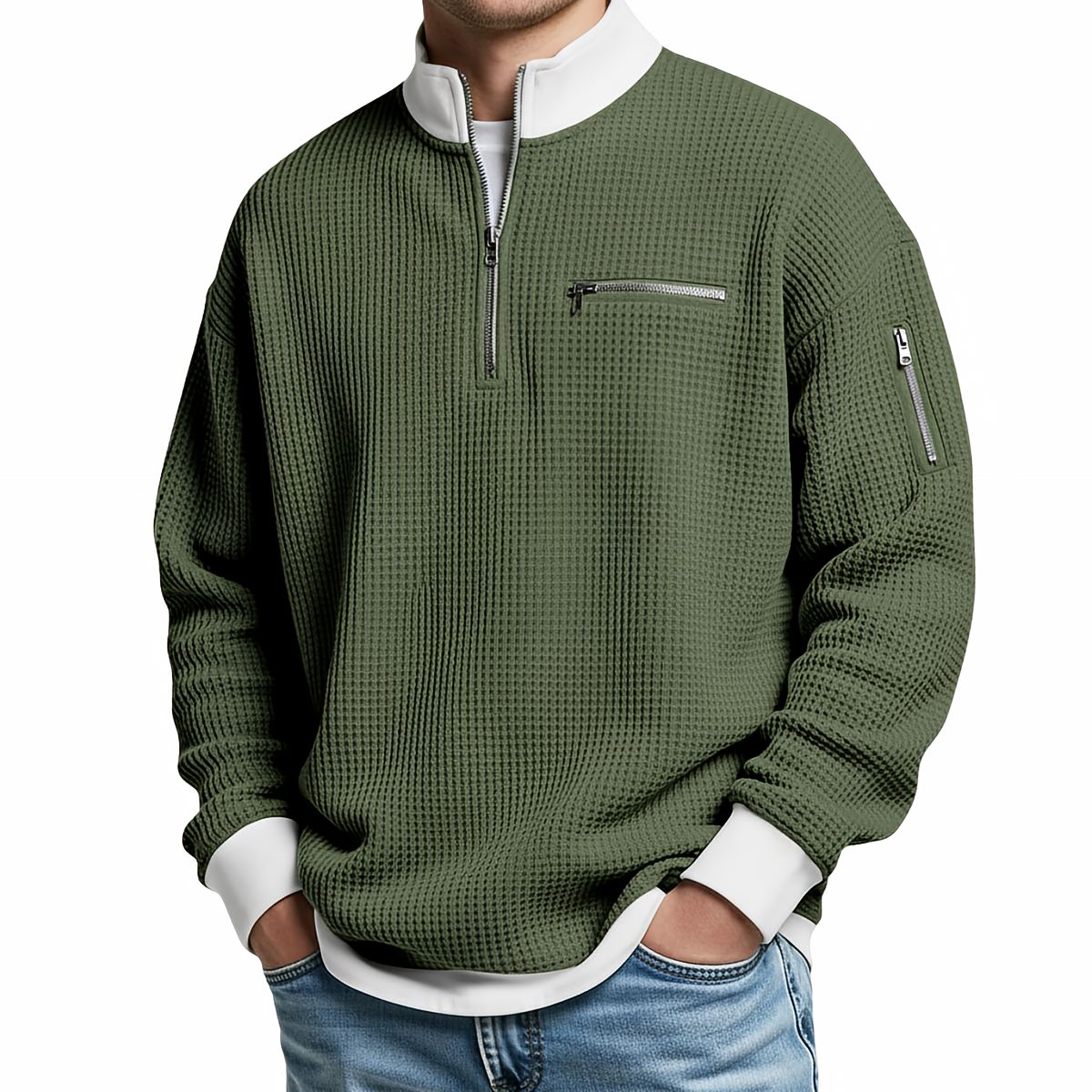 Herren-Waffelstrickpullover