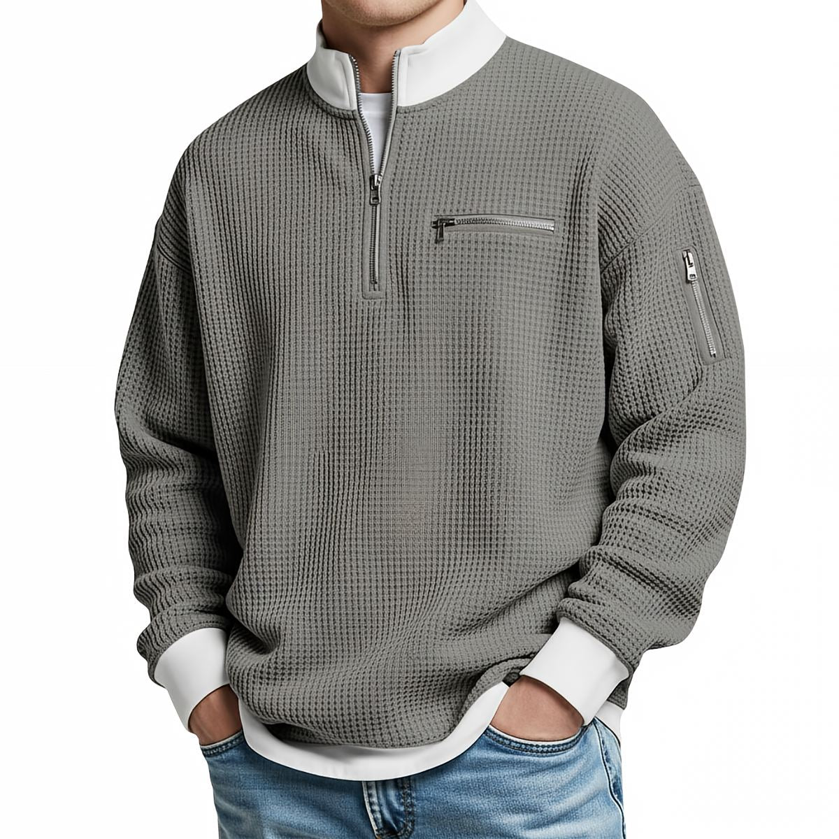 Herren-Waffelstrickpullover