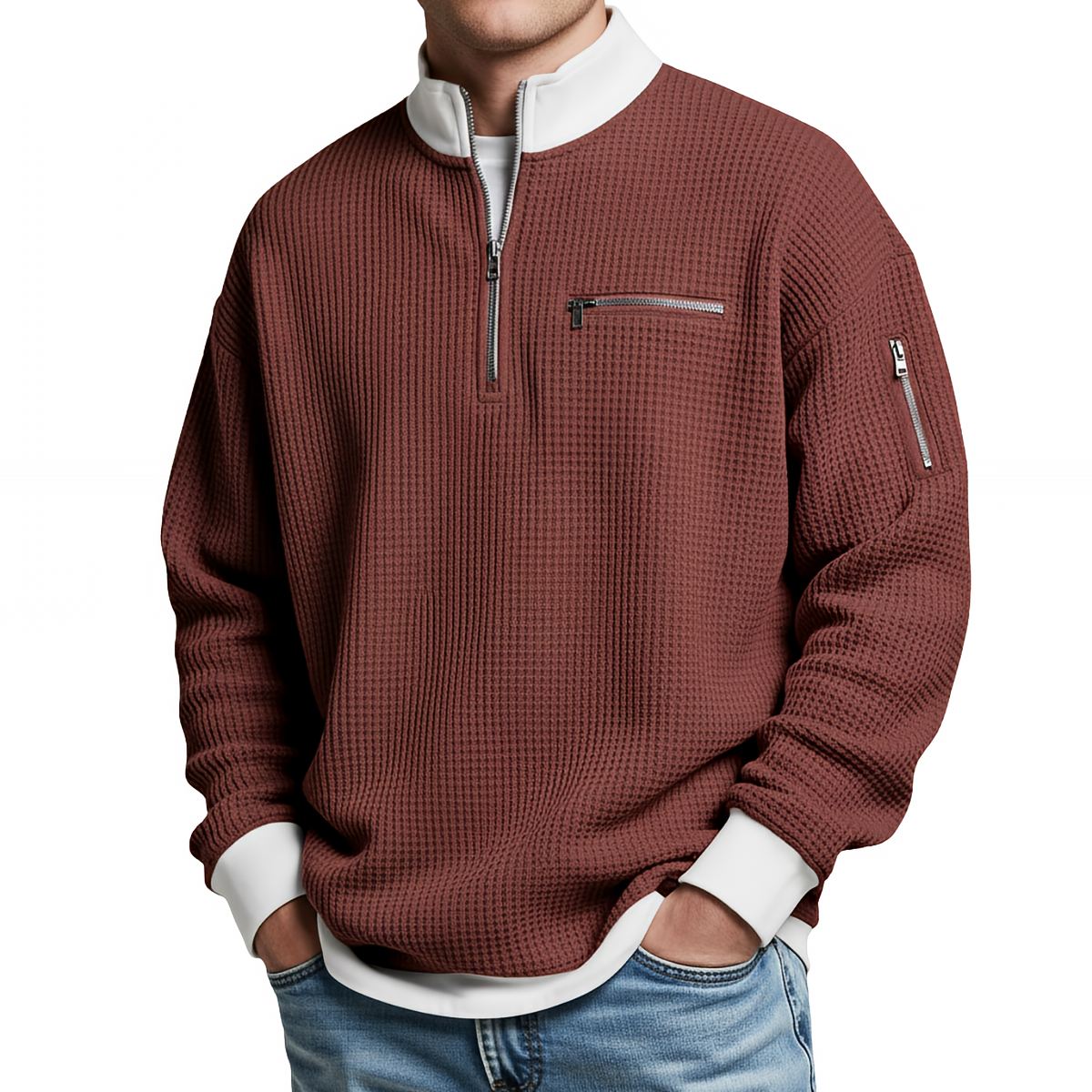 Herren-Waffelstrickpullover